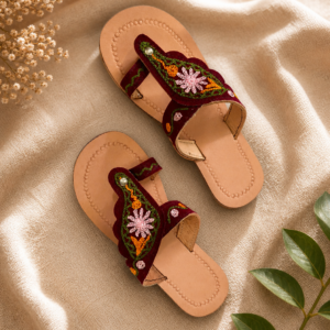 Paharika Gulnaar Zari Embroidered Flats